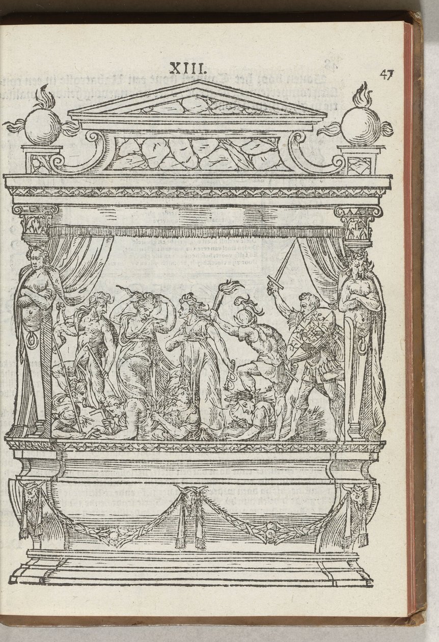 Tweede versierde stellage met toneel: de prins verjaagt Oorlog en Tweedracht, 1577 door Antoni van Leest
