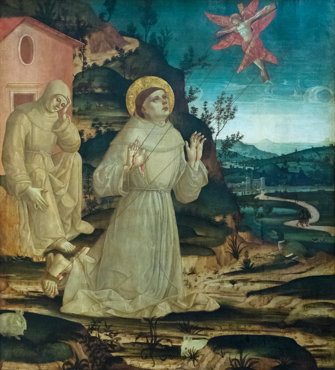 St. Franciscus van Assisi ontvangt de stigmata door Antoniazzo (workshop of) Romano