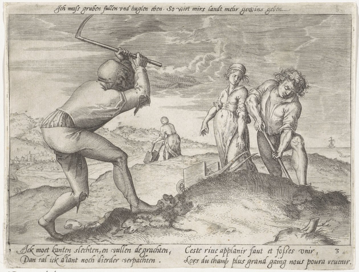 Nivellering van het land door Antonie Wierix (II) (possibly)