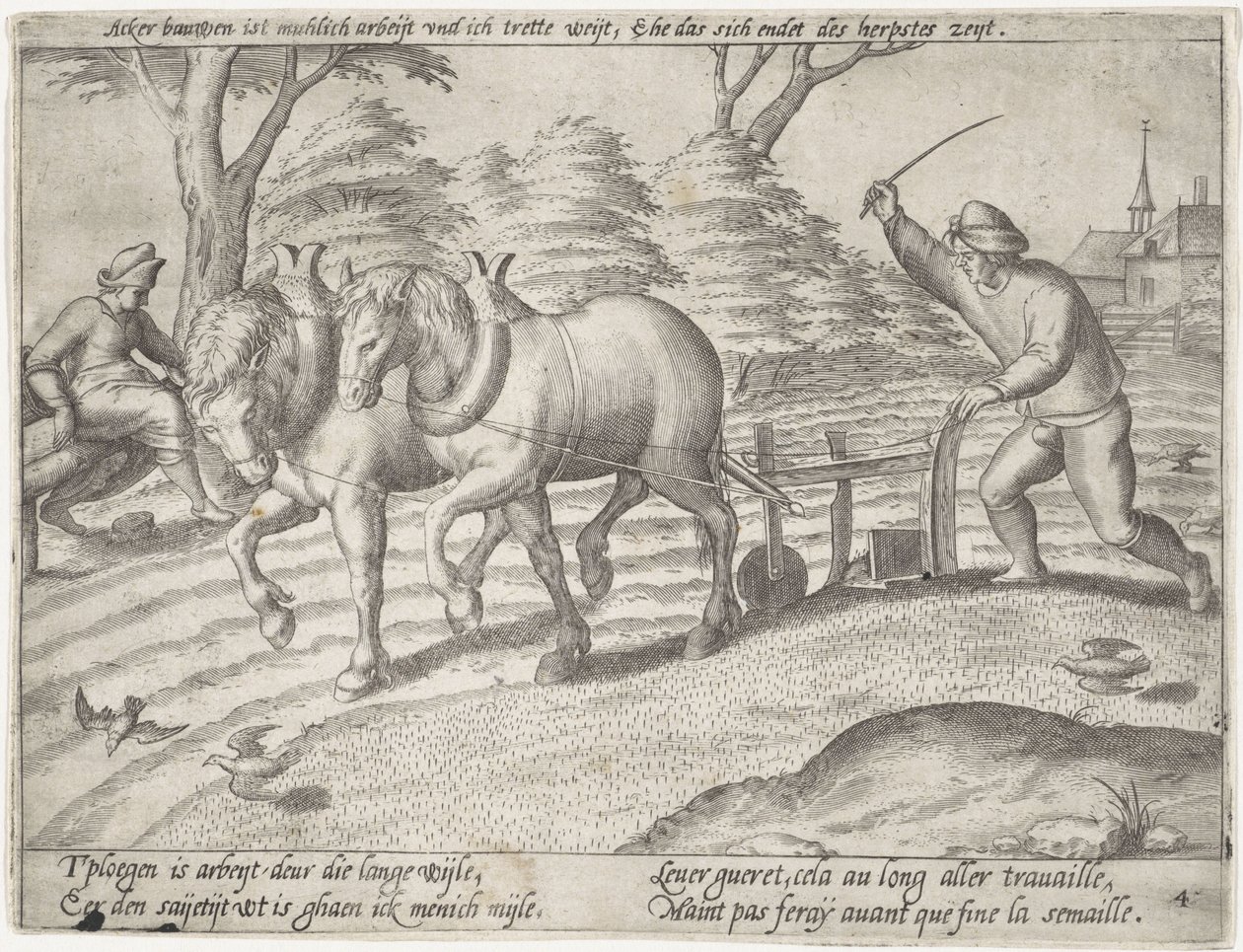 Ploegen van het land door Antonie Wierix (II) (possibly)