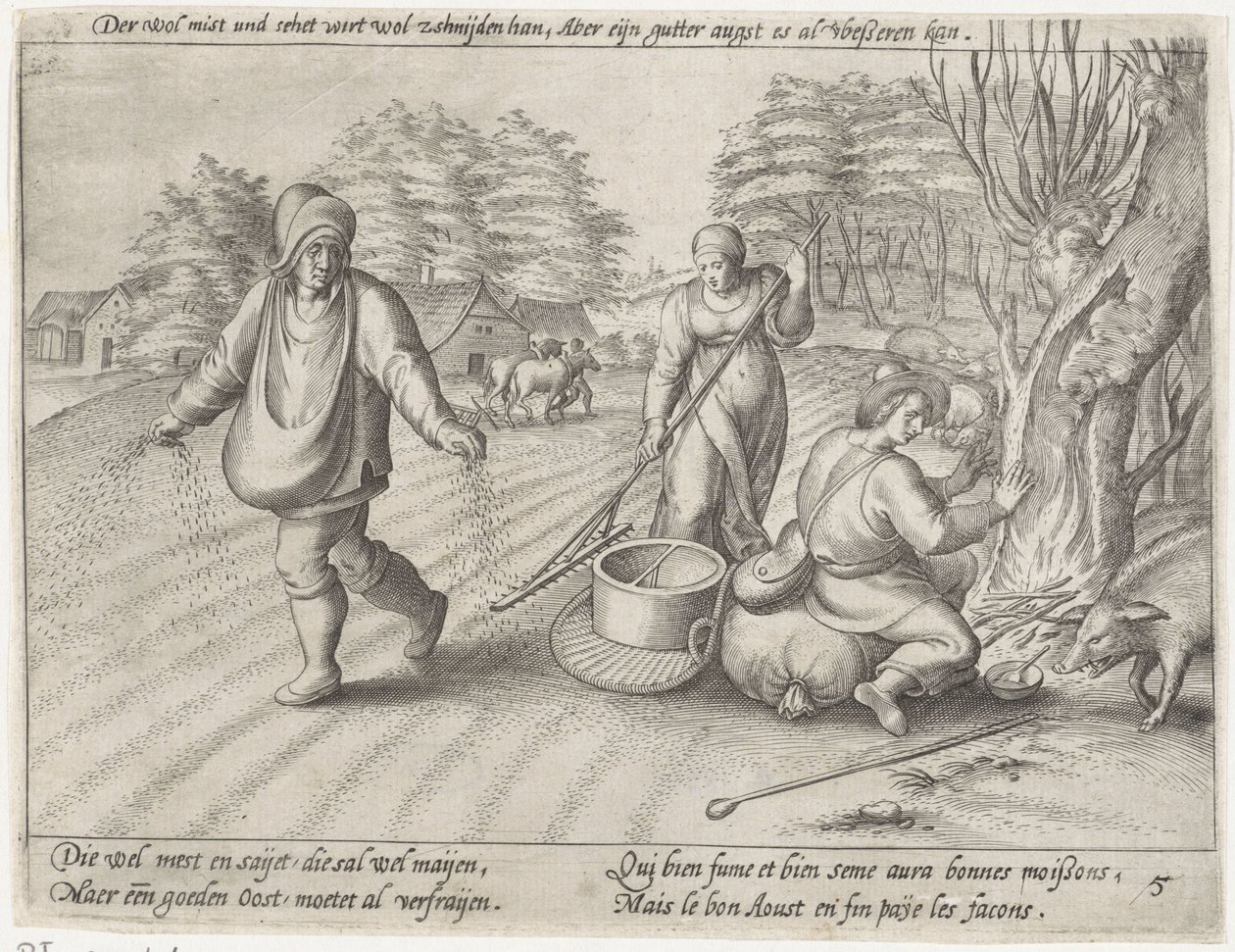 Zaaien op het land door Antonie Wierix (II) (possibly)