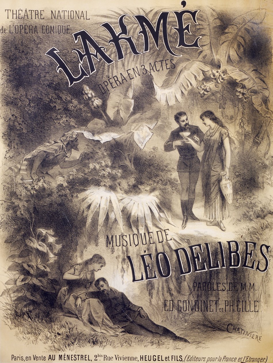 Poster voor Lakme, opera met libretto door Edmond Gondinet en Philippe Gille, muziek door Leo Delibes, Théâtre National de l