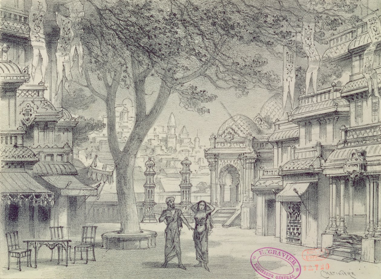 Decorontwerp voor Act II van de opera Lakme, door Leo Delibes (1836-91) door Antonin Marie Chatiniere