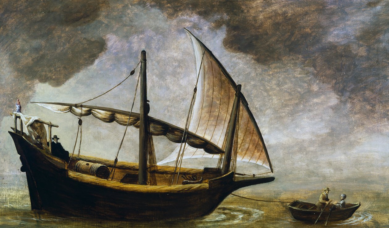Genuees wijnschip uit 17e eeuw, 20e (schilderij) door Antonino Traverso
