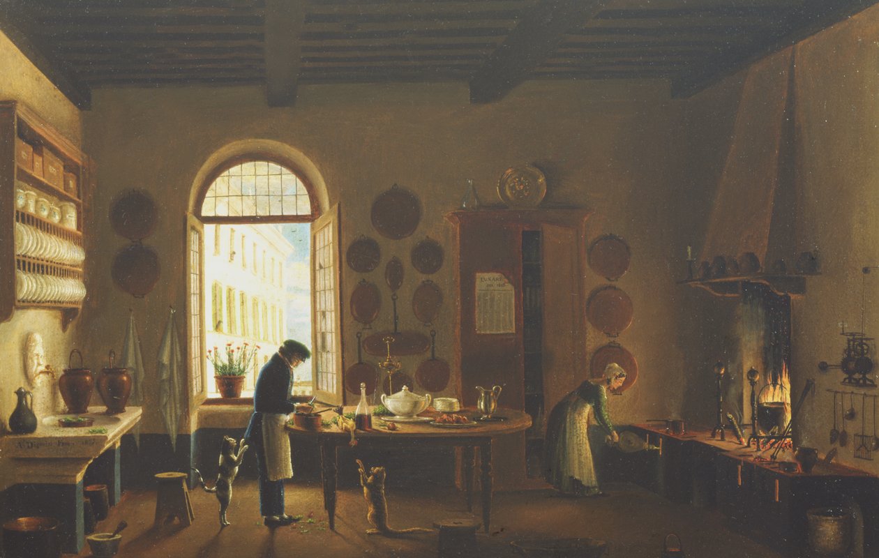 De keuken van Palazzo Mozzi, Florence door Antonio Digerini