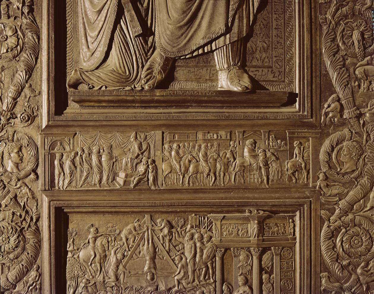 Detail van de centrale deur van de basiliek, versierd 1439-45 (brons) door Antonio Filarete