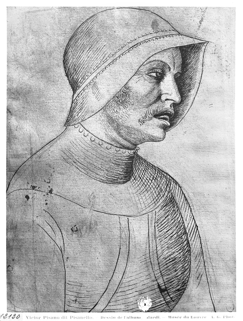 Soldaat met helm, uit het Vallardi Album door Antonio Pisanello