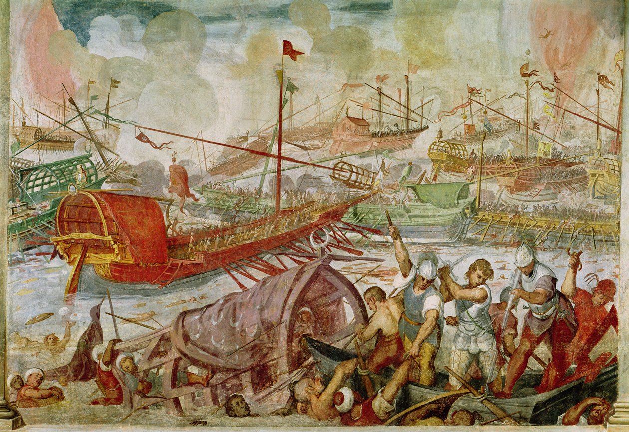 De Slag bij Lepanto, oktober 1571, 1600 door Antonio Vassilacchi