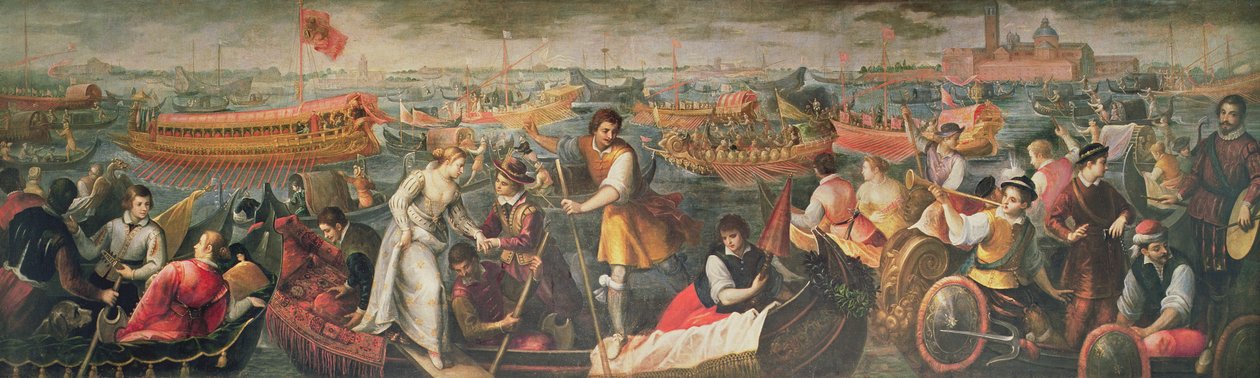 De ontscheping van Catarino Cornaro in Venetië in 1489 door Antonio Vassilacchi