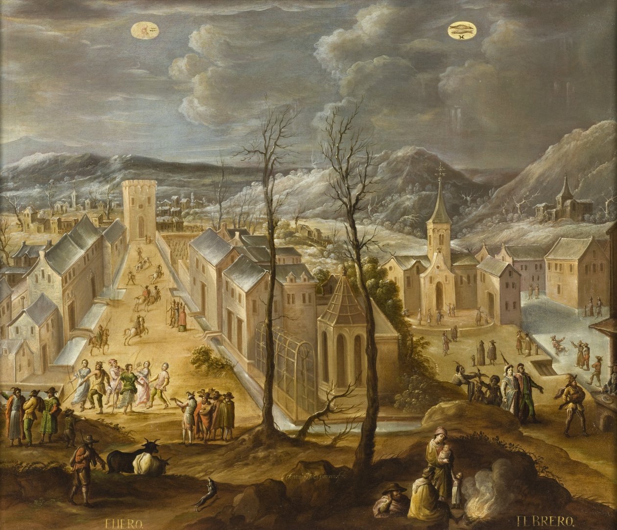 Januari en februari uit Los doce meses del año (De Twaalf Maanden van het Jaar), 1650-99 door Antonio de Espinosa