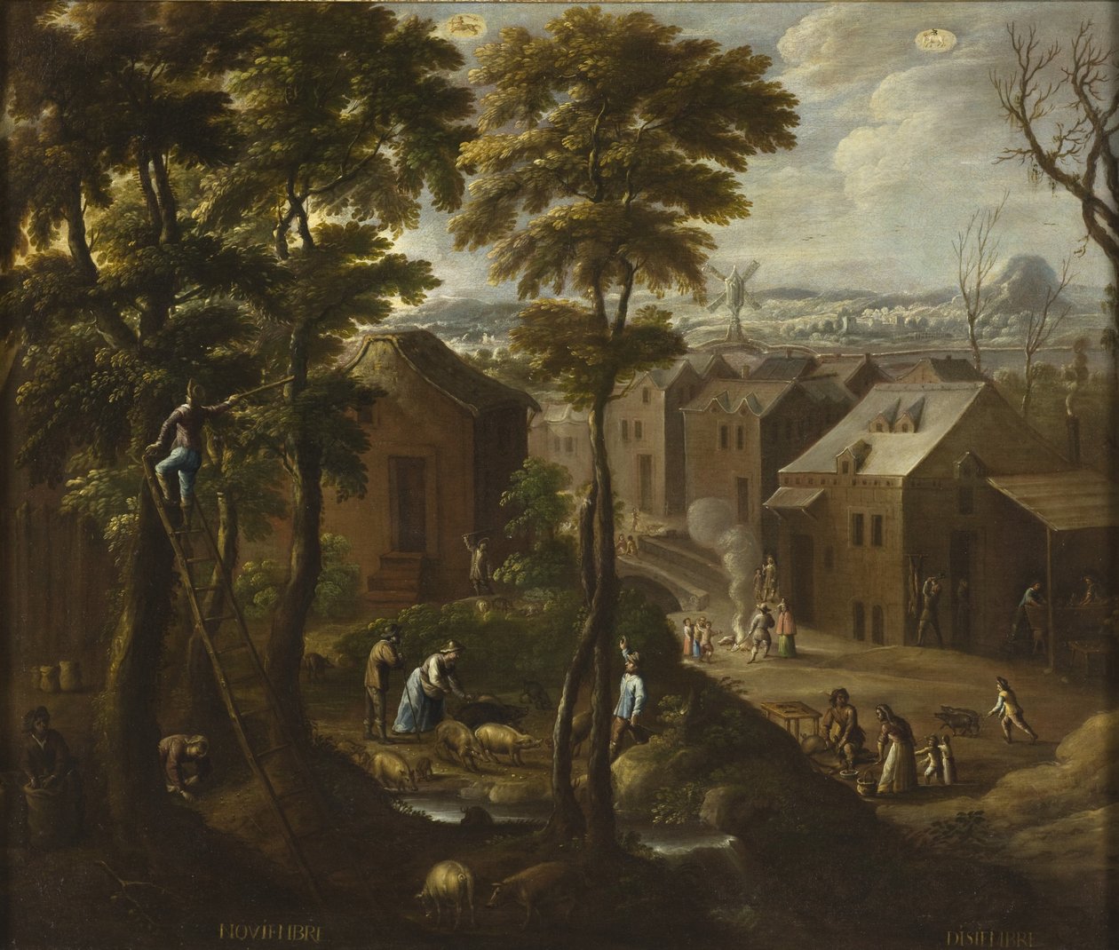 November en december uit Los doce meses del año (De twaalf maanden van het jaar), 1650-1699 door Antonio de Espinosa