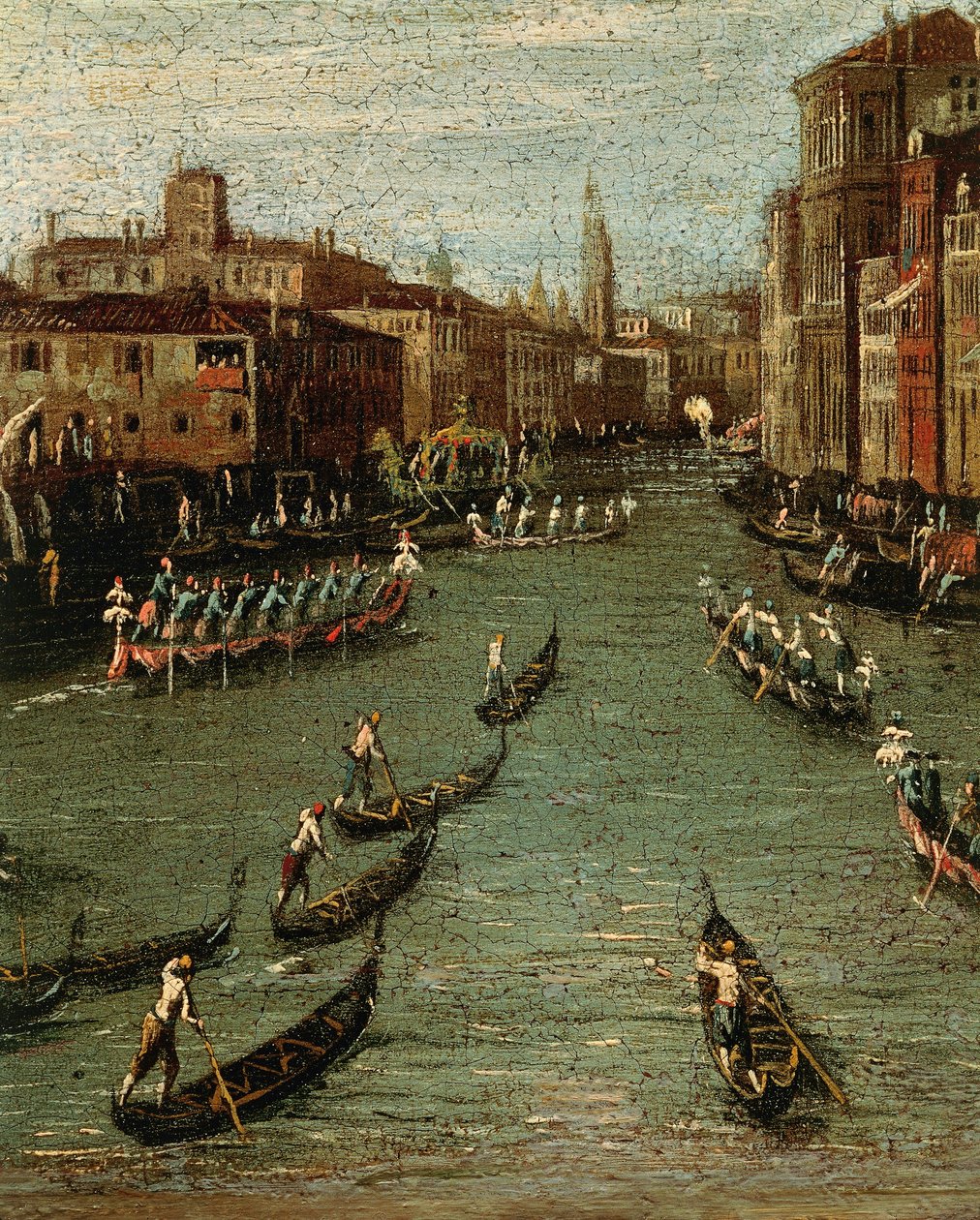De historische regatta: gondels op het Canal Grande door Antonio (studio of) Canaletto