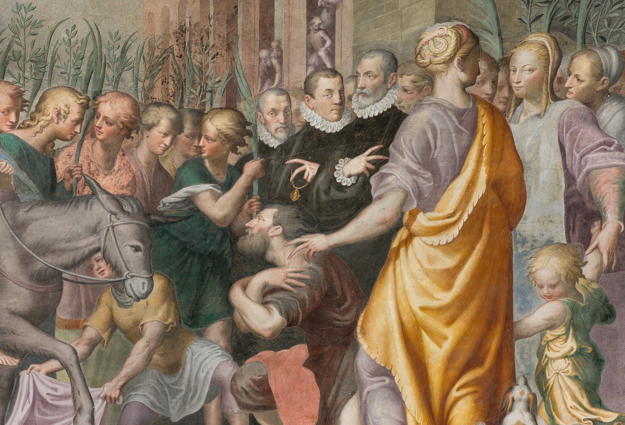 Apsis, Antonio Campi, Intocht van Jezus in Jeruzalem 1582-84, Detail door Antonio Campi