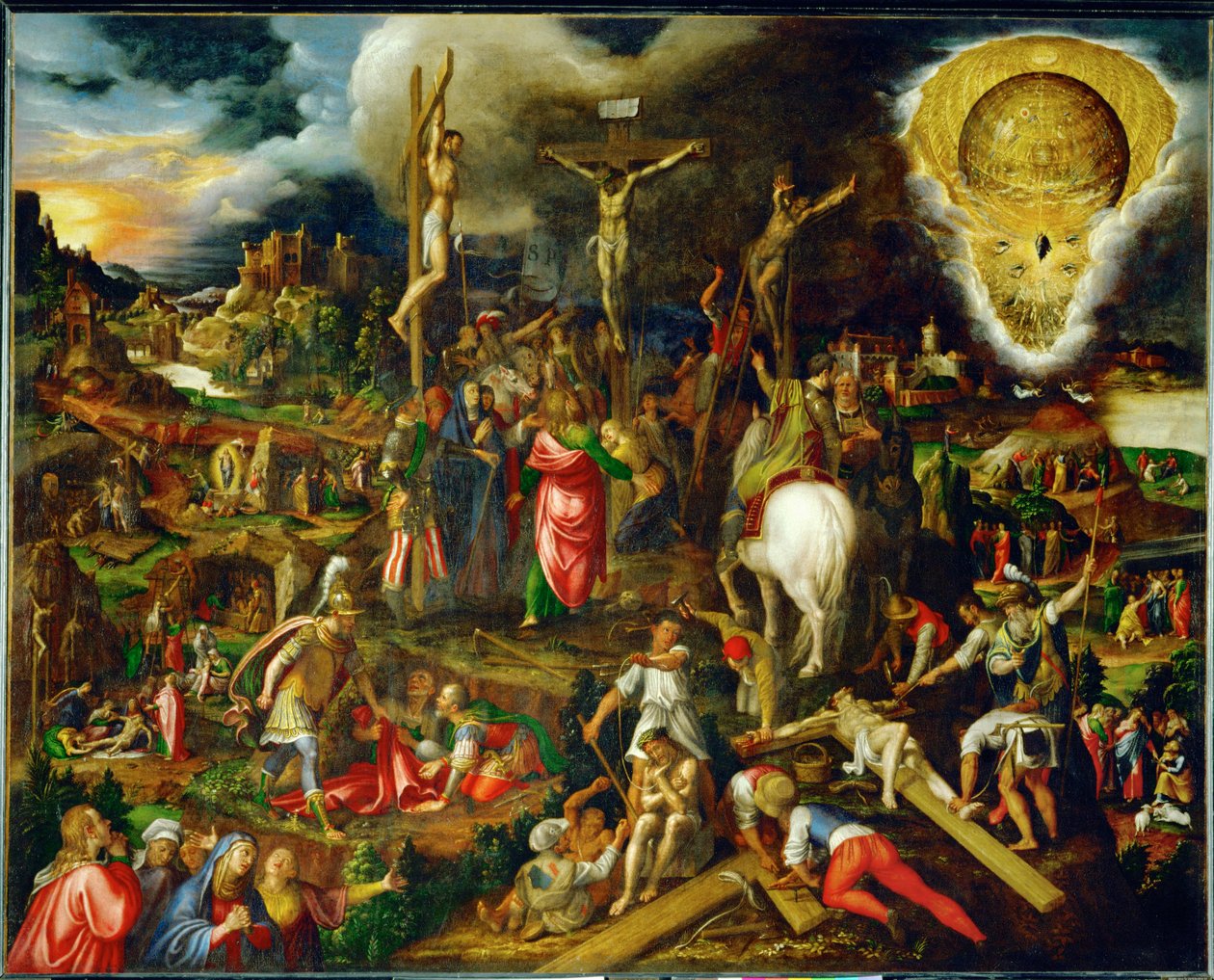 Het mysterie van de passie, de verrijzenis en de hemelvaart van Christus door Antonio Campi