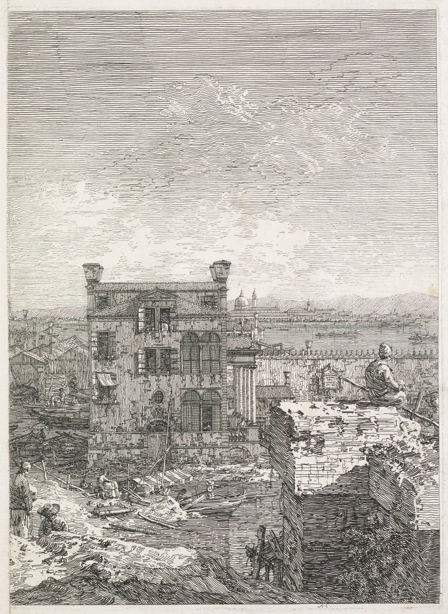 Zichten: Een Huis Omgeven door Zes Kolommen door Antonio Canaletto