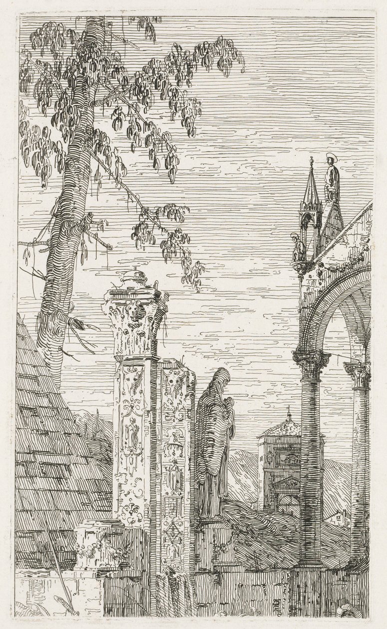 Zichten: Fragmenten van Beeldhouwwerk door Antonio Canaletto