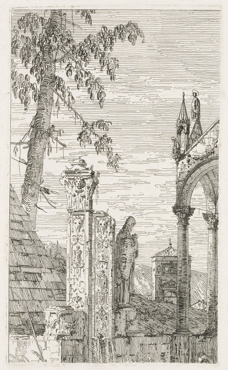 Gezichten: Fragmenten van beeldhouwwerk, 1735-1746 door Giovanni Antonio Canal