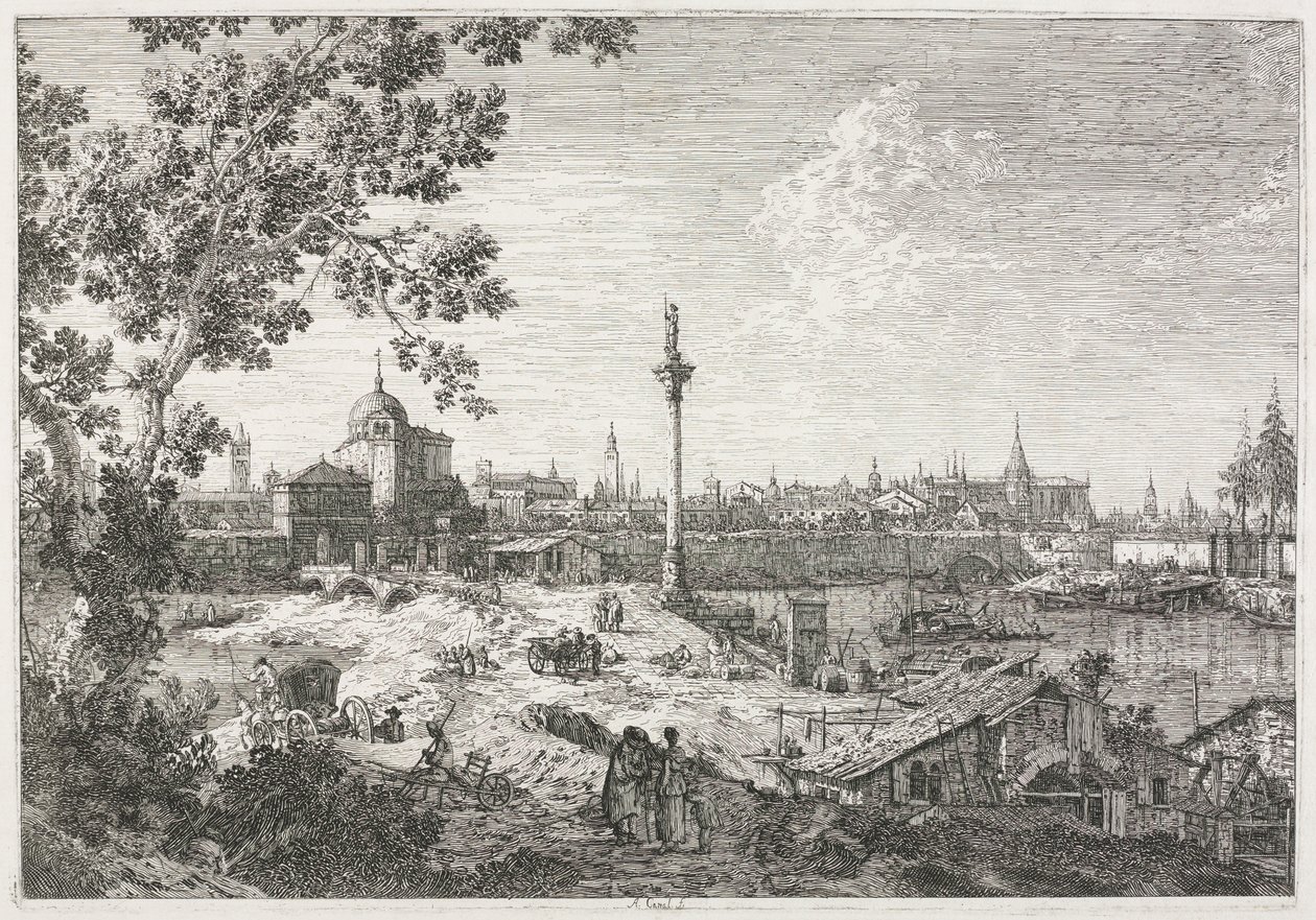 Zichten: Imaginair uitzicht op Padua door Antonio Canaletto