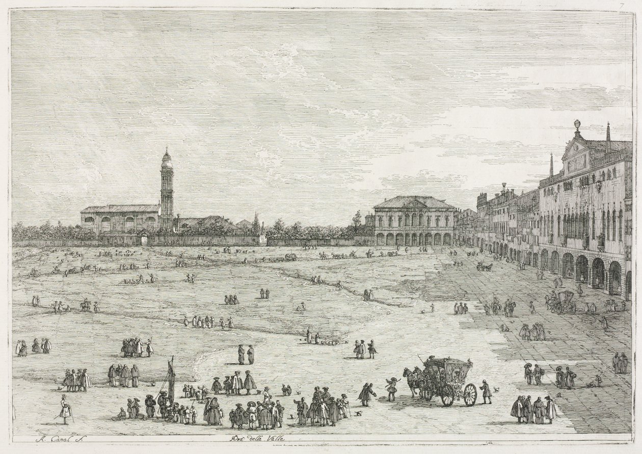 Gezichten: Prà della Valle, Padua door Antonio Canaletto