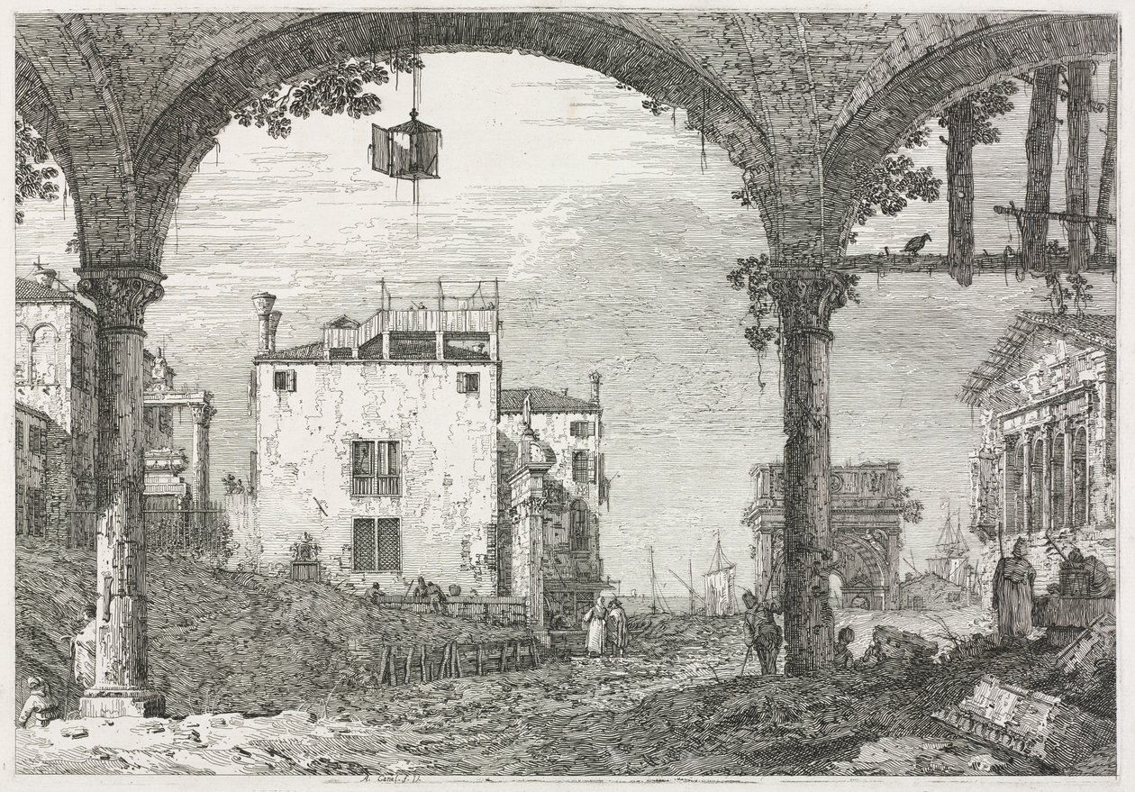 Zichten: Het Portiek met de Lantaarn door Antonio Canaletto