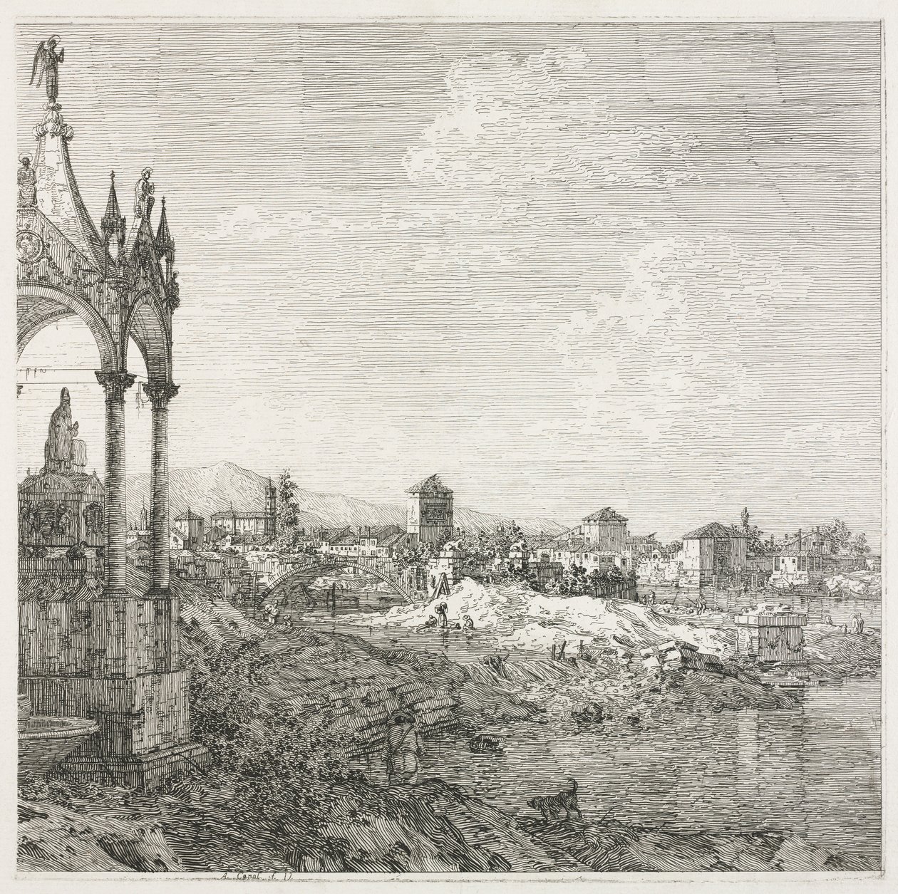 Zichten: Het Graf van een Bisschop door Antonio Canaletto