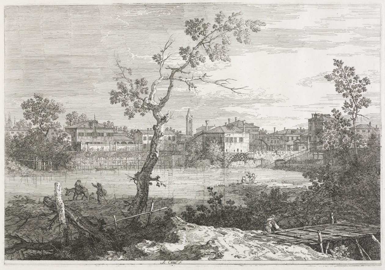 Uitzichten: Uitzicht op Burano, een stad op een eiland in de Venetiaanse lagune door Antonio Canaletto
