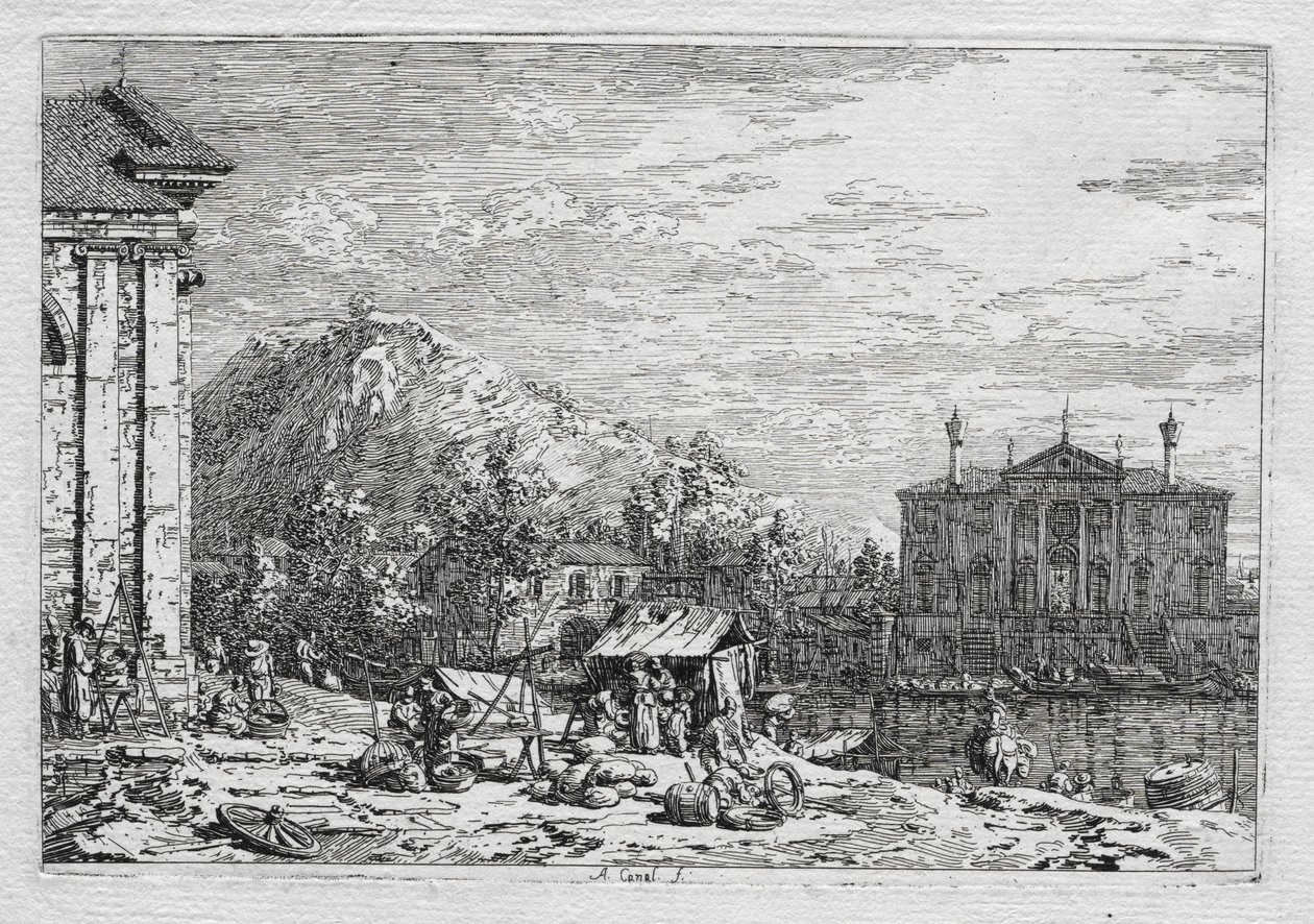 Gezichten van Venetië en Omgeving: Een Stad aan een Rivier door Antonio Canaletto