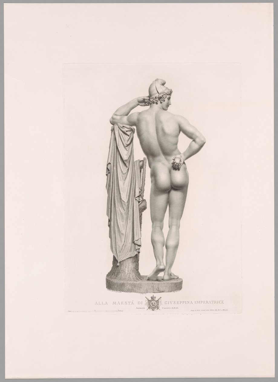 Parijs leunend op boomstronk, achteraanzicht, uit Oeuvre de Canova door Antonio Canova
