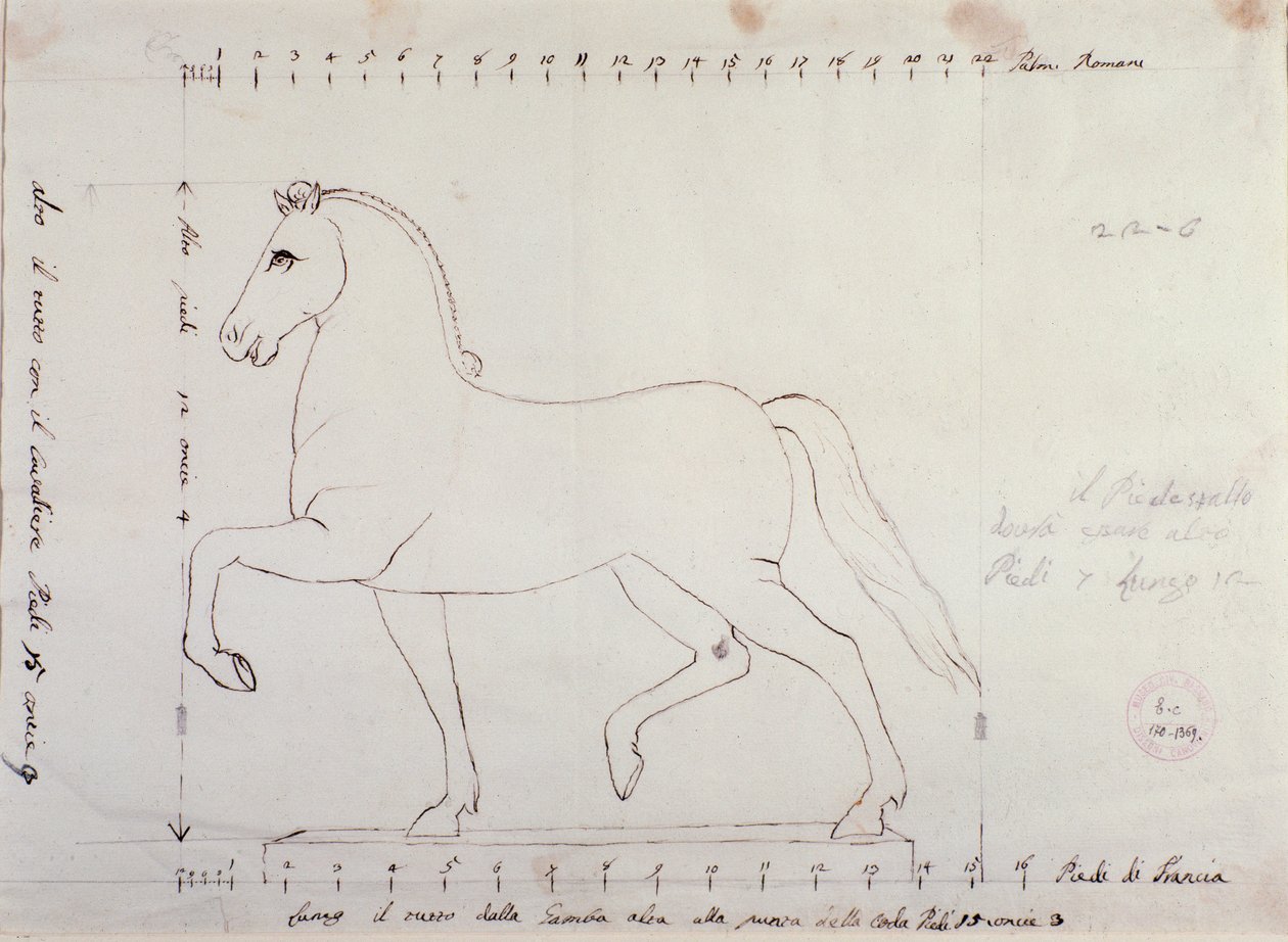 Studie voor een paard voor een ruitermonument (tekening) door Antonio Canova