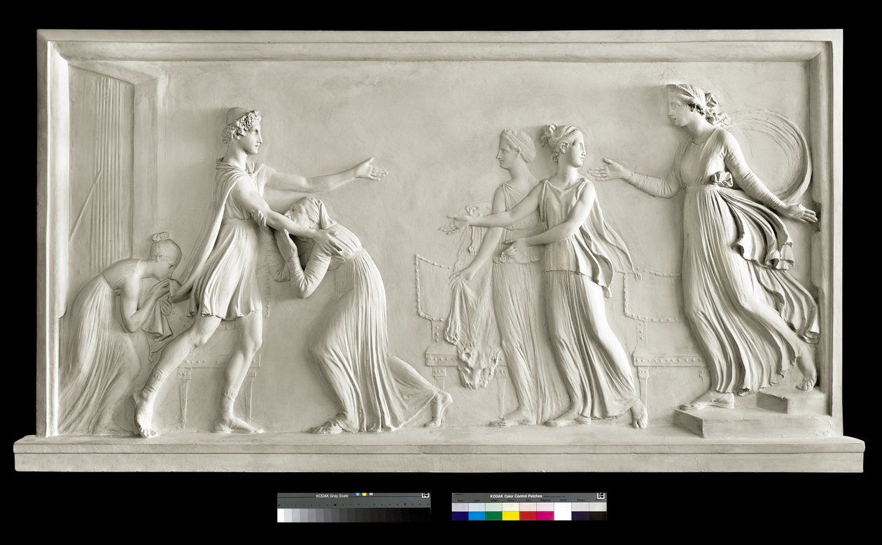 De terugkeer van Telemachus (gips) door Antonio Canova