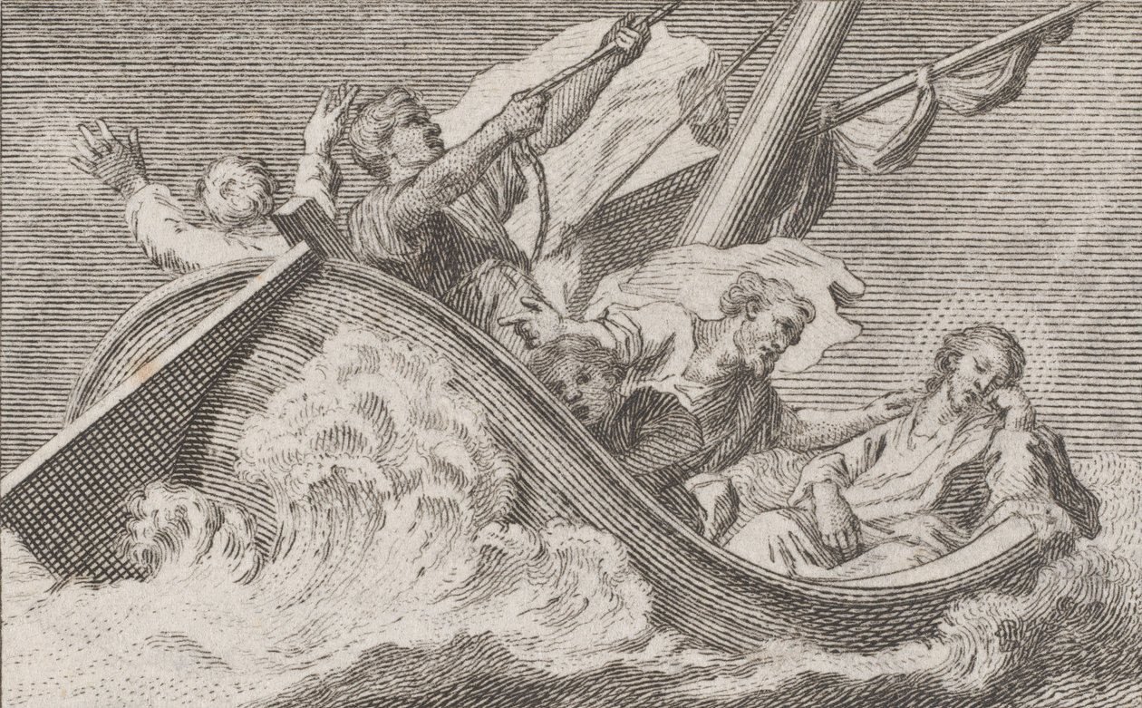 Christus op een boot met vissers, ca. 1760-93 door Antonio Capellan
