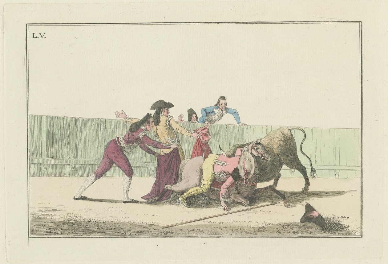 Plaat V (uit de serie Colección de las principales suertes de una corrida de toros) door Antonio Carnicero