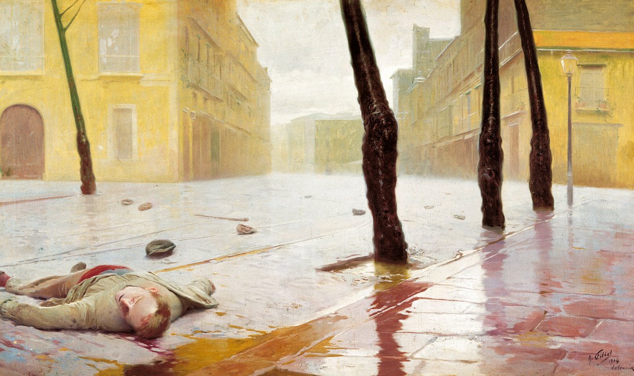 Na het gevecht. Schilderij door Antonio Fillol (1870-1930) door Antonio Fillol
