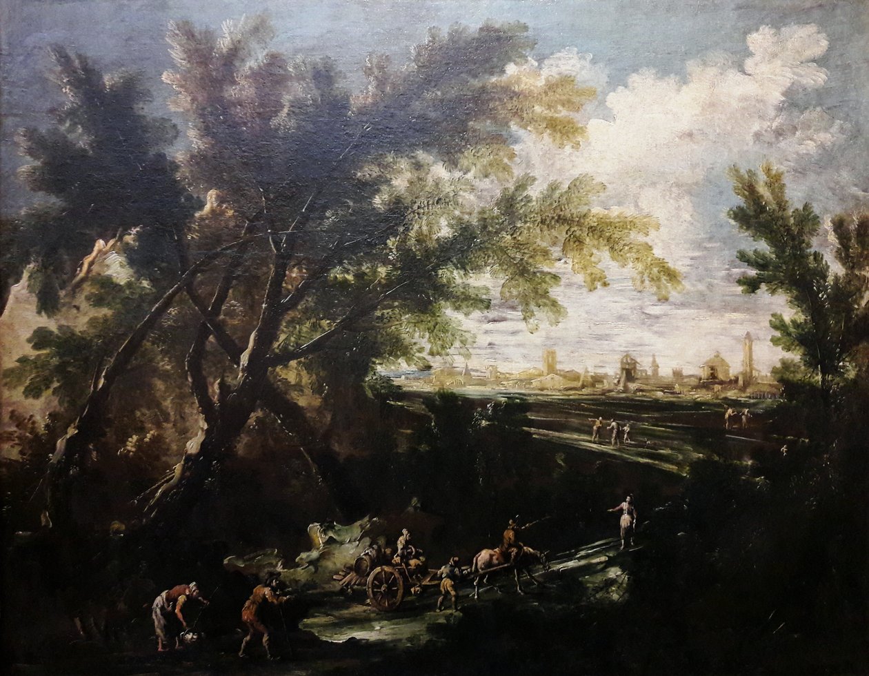 Landschap met een waterdrager door Antonio Francesco Peruzzini