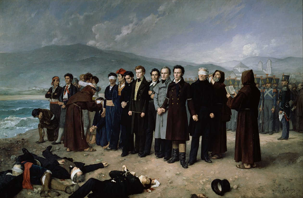 De executie van Torrijos en zijn metgezellen op het strand van Malaga door Antonio Gisbert