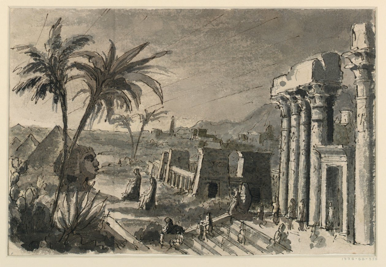 Toneelontwerp, Egyptische stad door Antonio Giuseppe Basoli