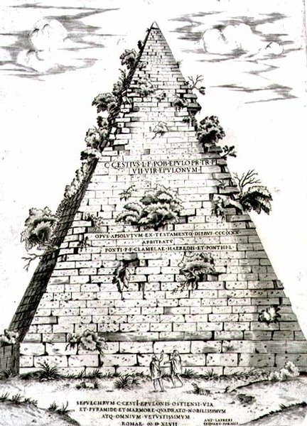 De piramide van Caius Cestius gebouwd c.12 v.Chr., Rome door Antonio Lafreri