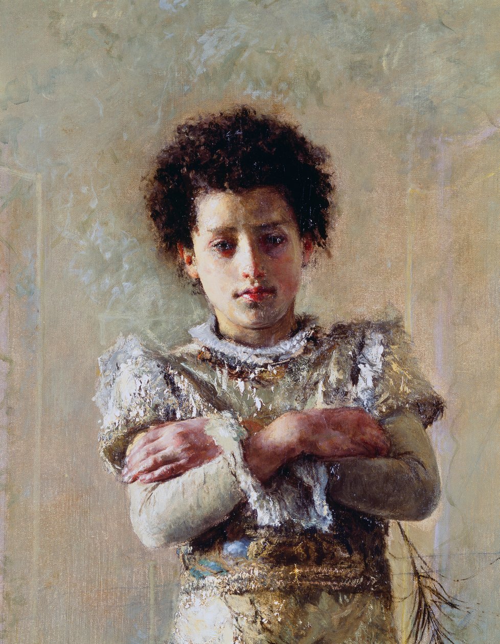 Acrobaat, detail, door Antonio Mancini (1852-1930) door Antonio Mancini