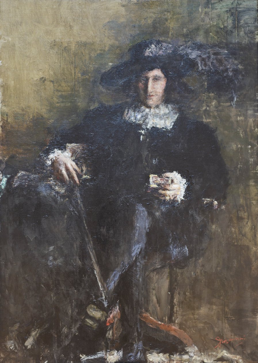 Zittende musketier, c.1920 door Antonio Mancini