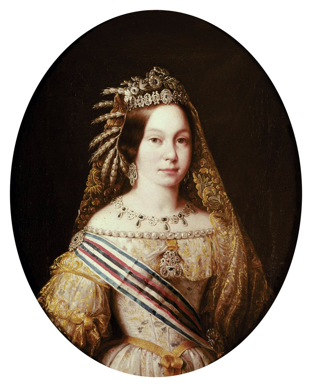 Portret van Isabella II Koningin van Spanje (Isabella de Bourbon of Isabel de Borbon) door Antonio María Esquivel y Suárez de Urbina