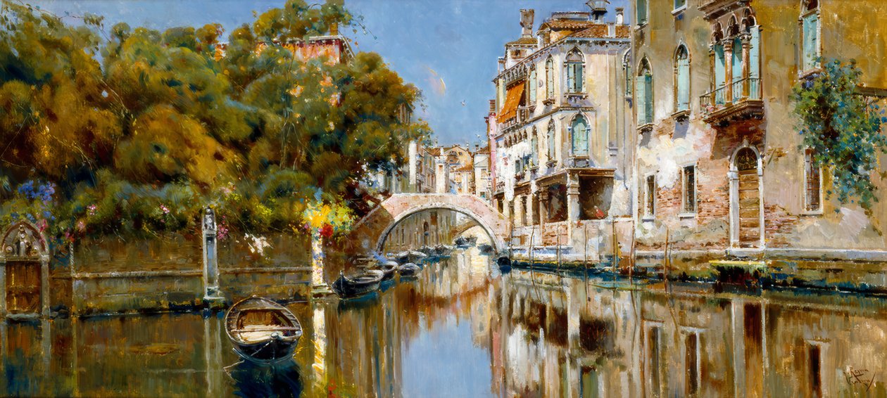 Kanaal in Venetië in de zonneschijn door Antonio Maria de Reyna Manescau