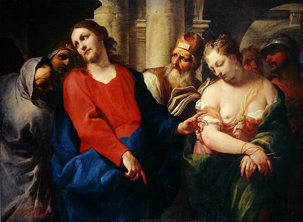 De Overspelige Vrouw voor Christus door Antonio Molinari