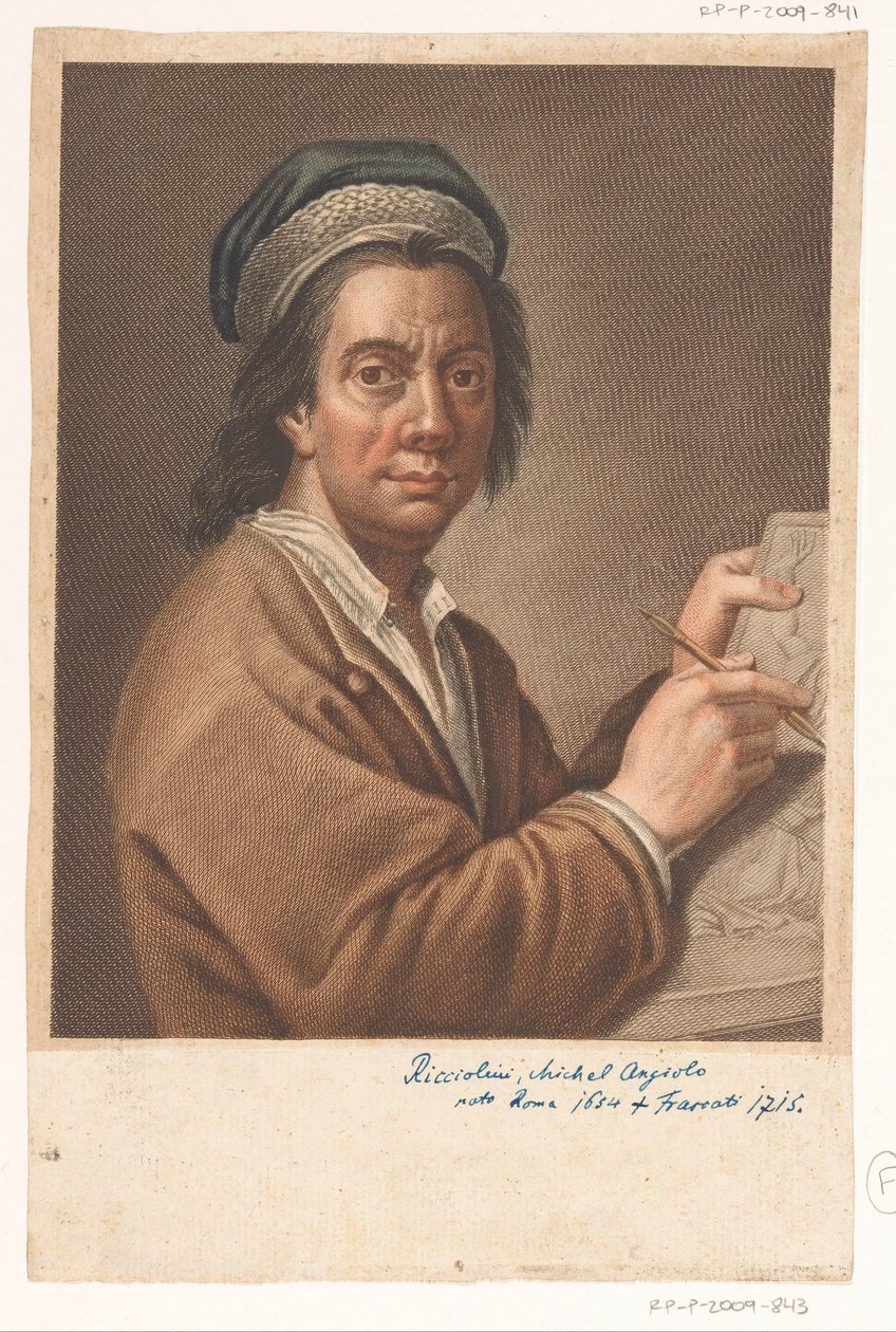 Portret van kunstenaar Michelangelo Ricciolini door Antonio Pazzi