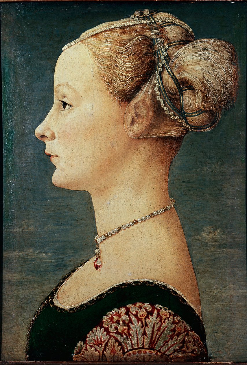Portret van een jonge vrouw (Of Portret van een Dame) door Antonio Pollaiuolo