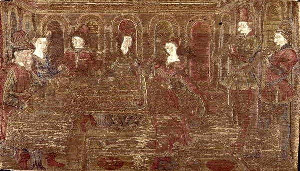 De dans van Salome, wandtapijt met scènes uit het leven van de heilige door Antonio Pollaiuolo