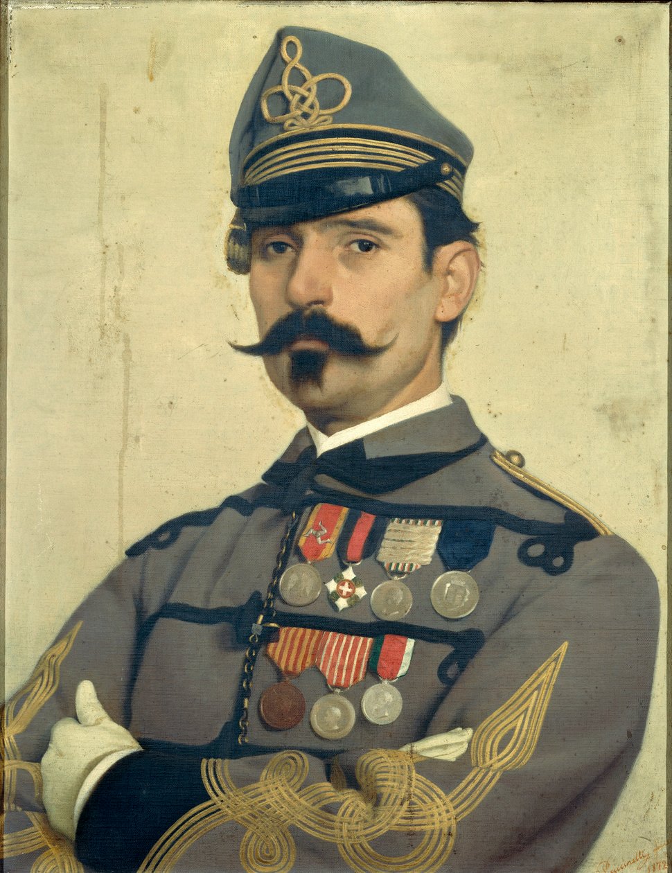 Portret van Giovanni Maria Damiani in het uniform van Garibaldi