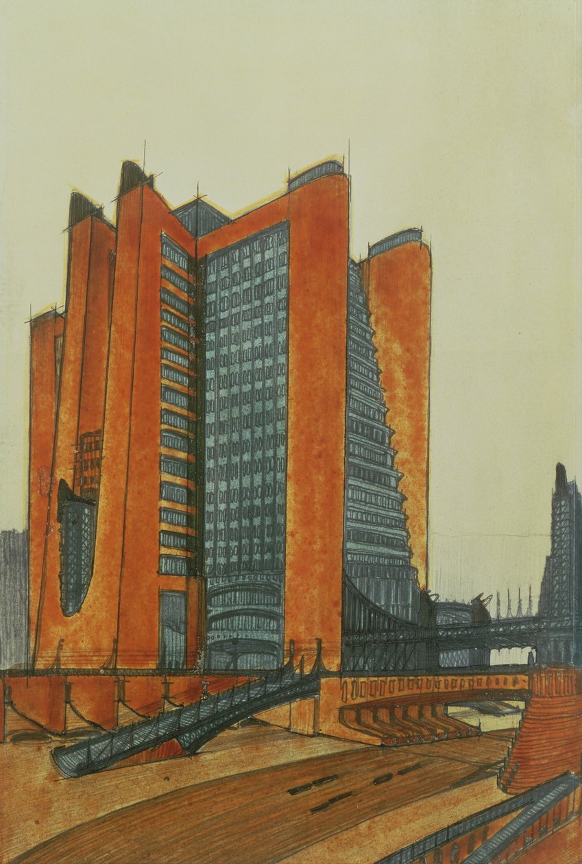 La Citta Nuova, 1913 door Antonio SantElia