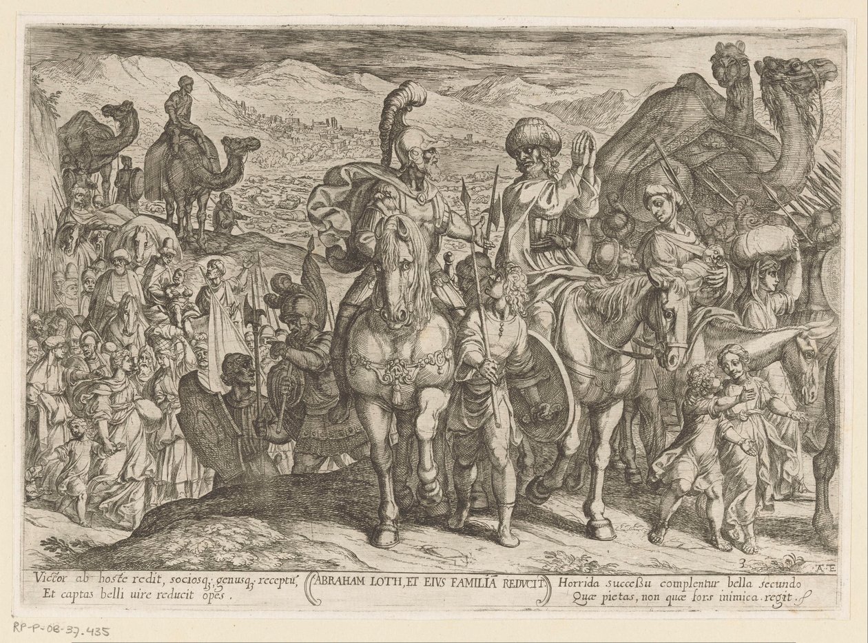 Abraham brengt Lot en zijn familie naar zijn eigen land door Antonio Tempesta