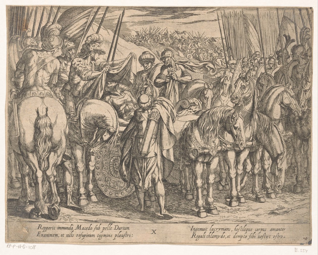 Alexander de Grote vindt het lichaam van Darius door Antonio Tempesta