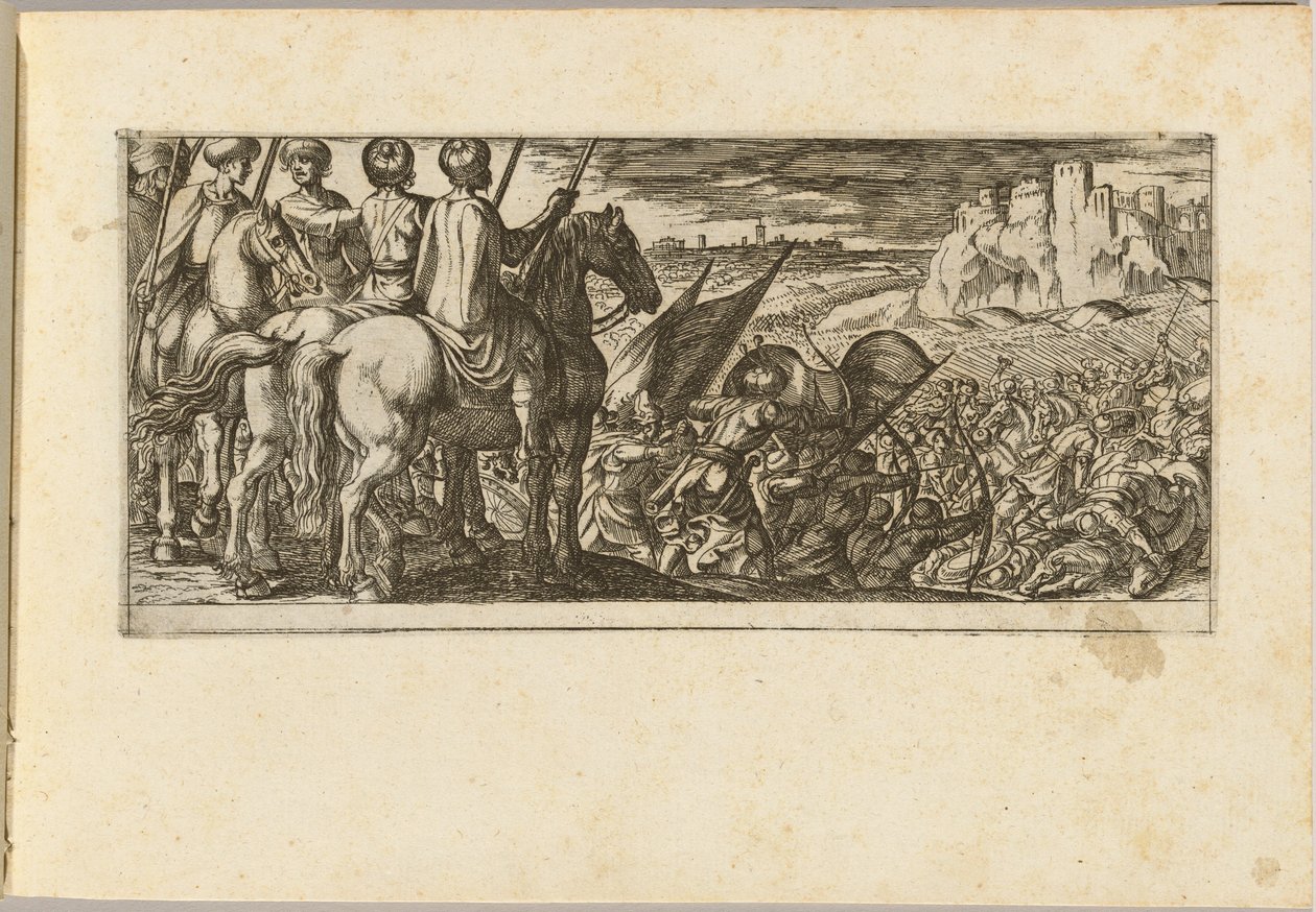 Slagveld met Cavalerie die vanaf een Heuvel Toekijkt door Antonio Tempesta